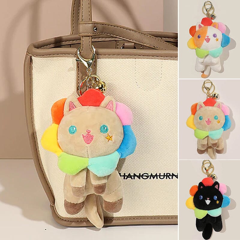 Colorful Sunflower Cat Keychain