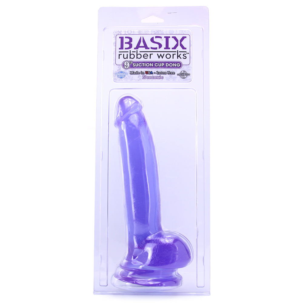 Basix 9 Inch Suction Cup Dildo in Purple