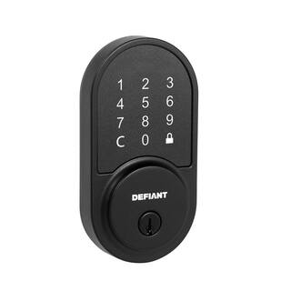 Defiant Round Matte Black Smart Wi-Fi Deadbolt Powered by Hubspace HSGC6X9D01AJ