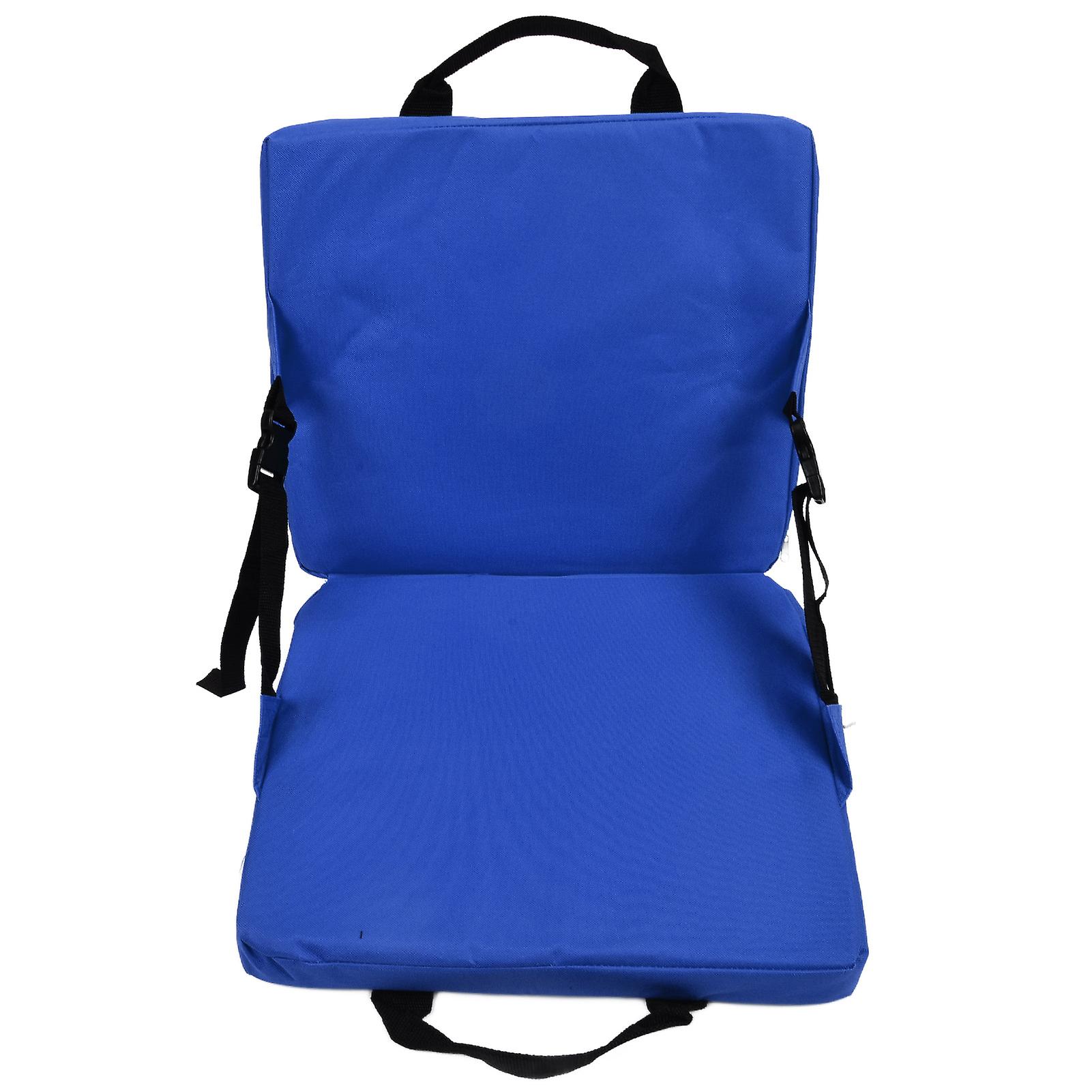 Chair Cushion Foldable Portable Soft Comfortable Seat Cushion With Backrest For Outdoor Camping Hiking Stadium Officeblue