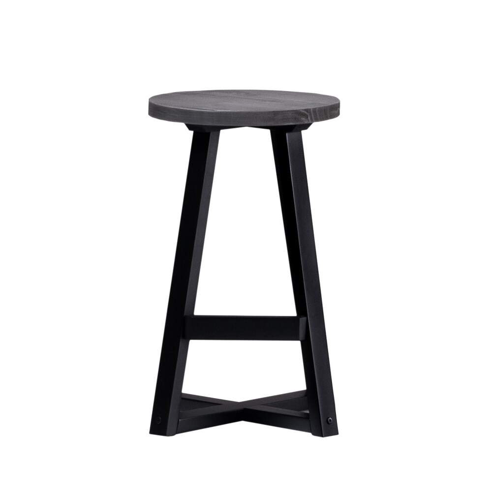 Middlebrook Round 24 inch Distressed Solid Wood Counter Stool