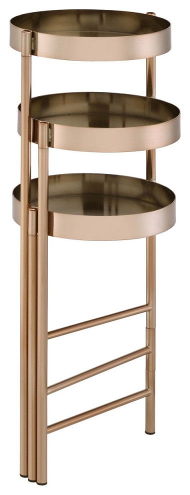 Plant Stand With 3 Tier Design And Folding Metal Frame  Gold   Contemporary   Plant Stands And Telephone Tables   by VirVentures  Houzz