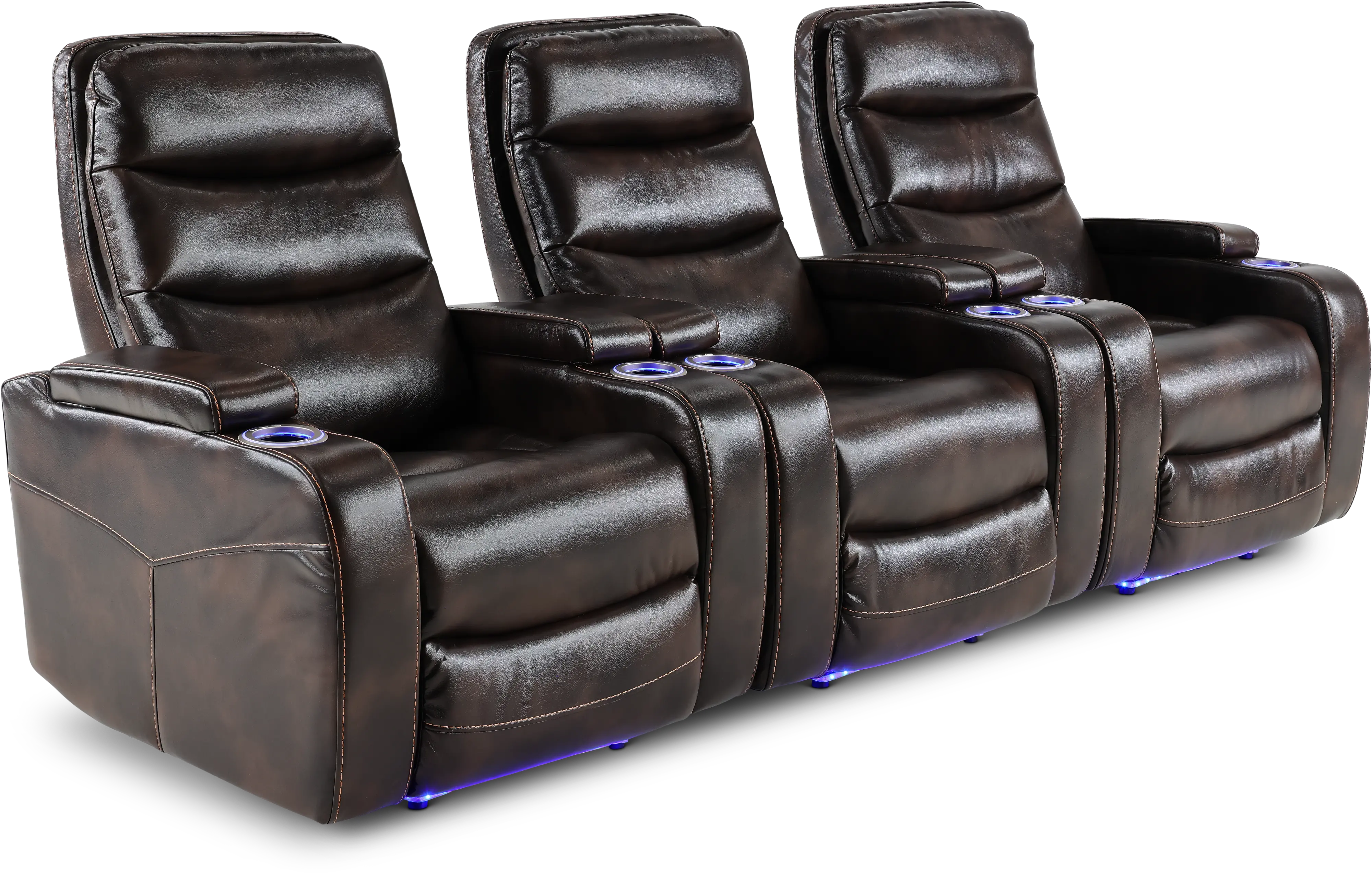 Cinema Coffee Brown 3 Piece Power Home Theater Seating