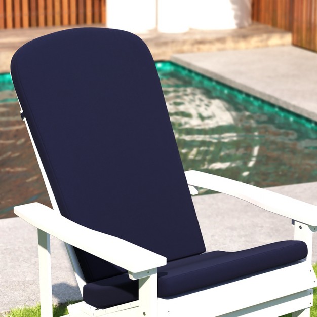 Merrick Lane Set Of 2 Indoor outdoor High Back Adirondack Chair Cushions With Elastic Strap And Water Resistant Covers