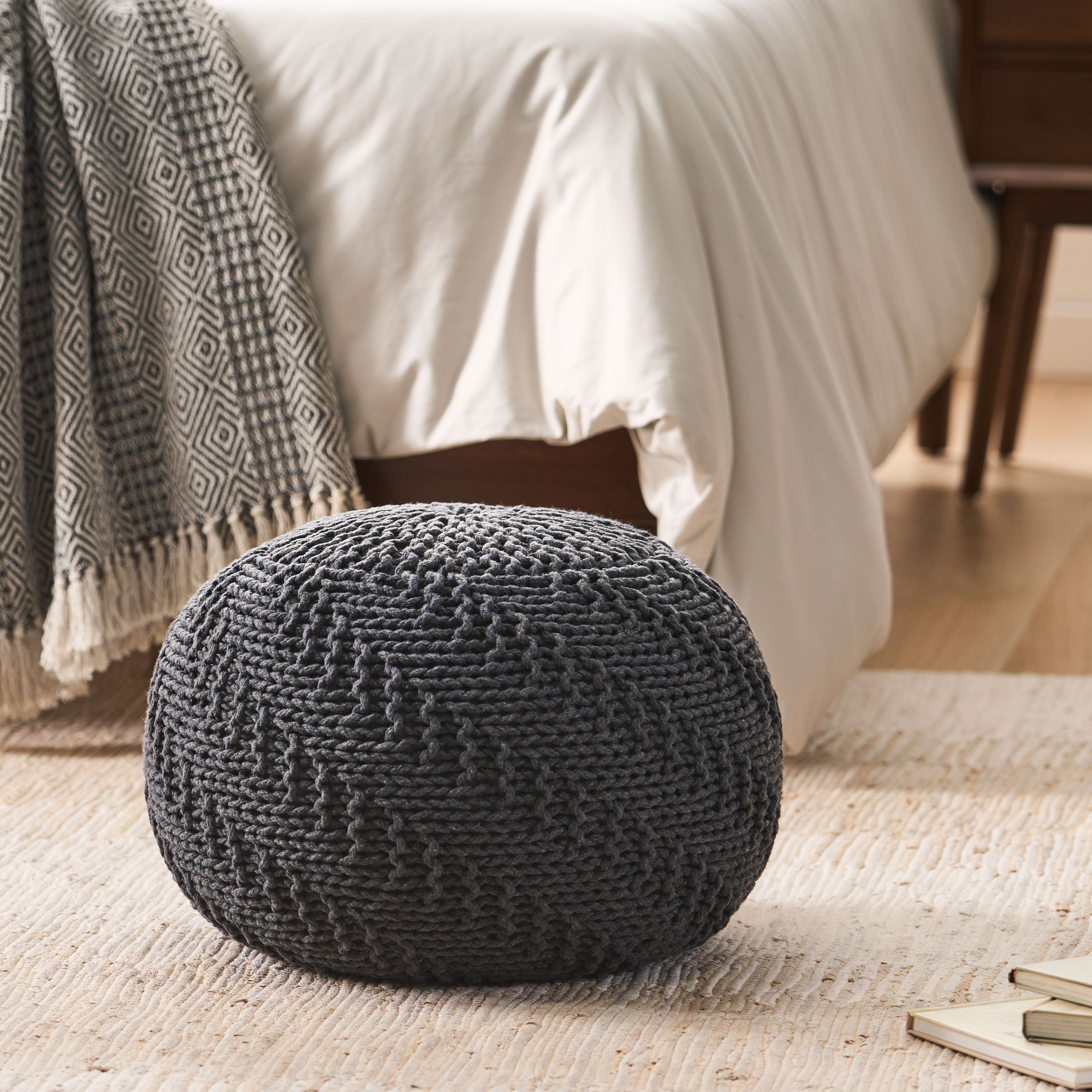 Beryl Knitted Cotton Pouf