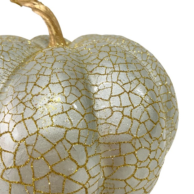 Champagne Gold Crackled Fall Harvest Pumpkin Decoration