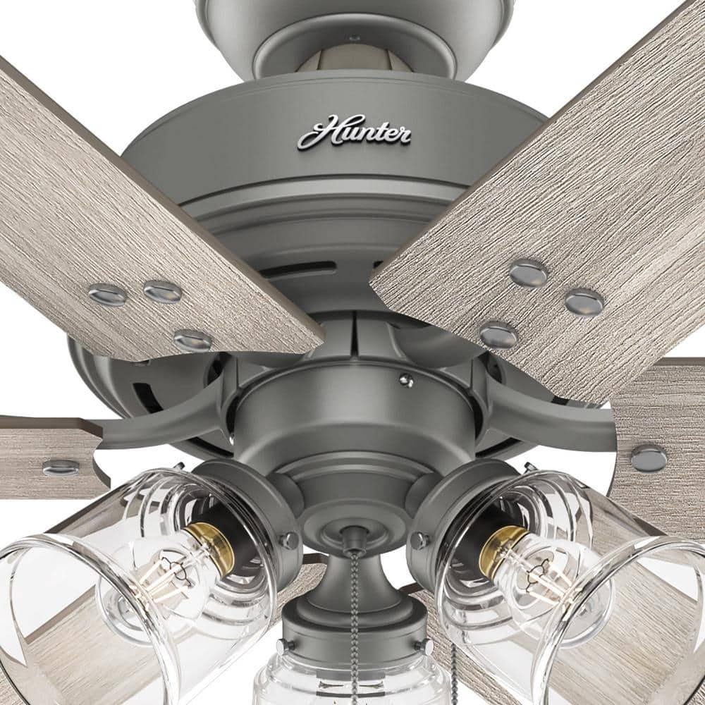 Hunter Hilmouth 52 in Indoor Matte Silver Ceiling Fan with Light