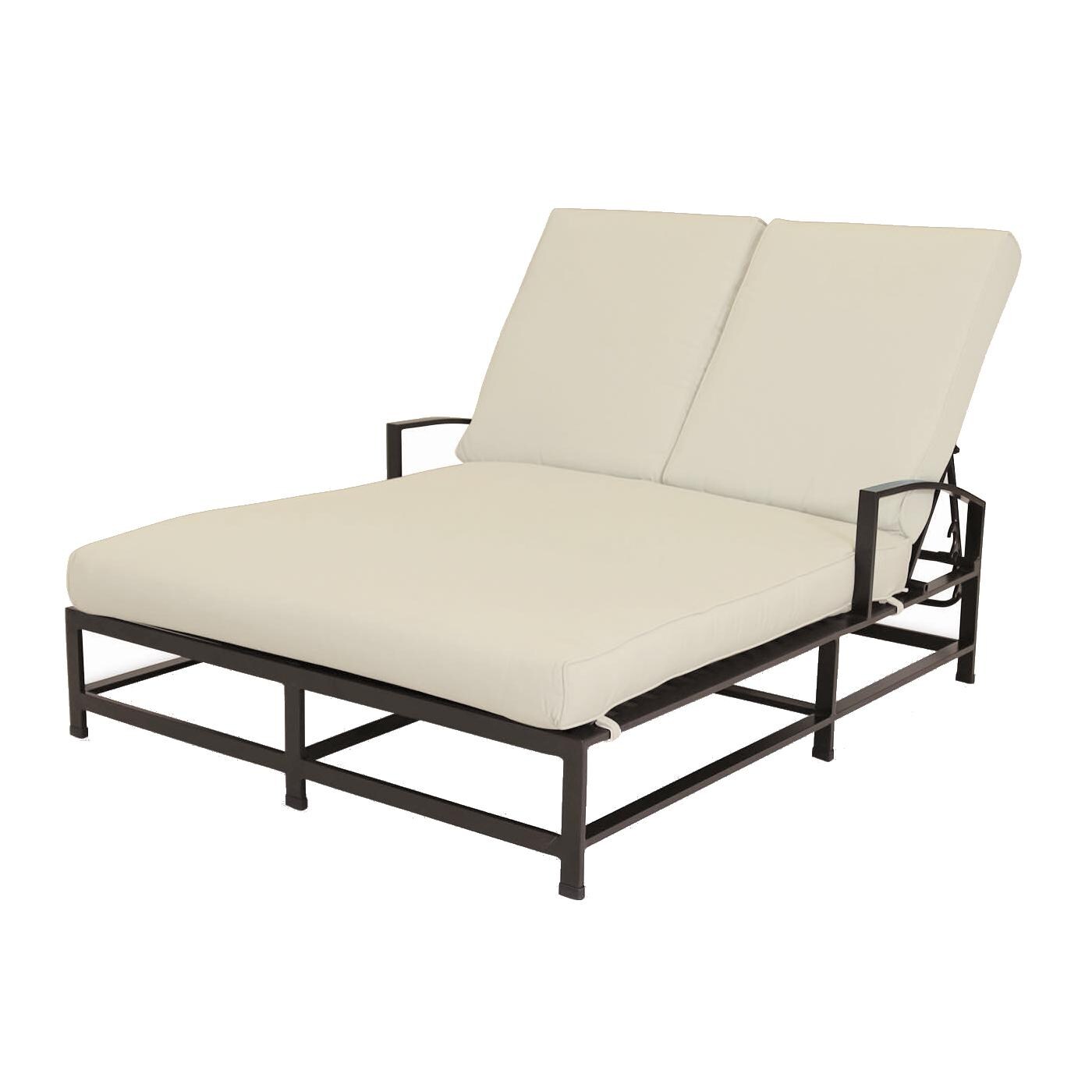 La Jolla Aluminum Double Chaise Lounge W/ Sunbrella Canvas Flax Cushions By Sunset West