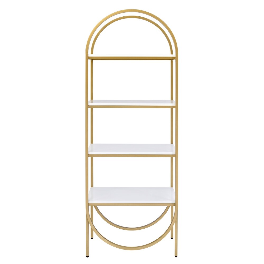 Manresa White High Gloss and Gold 4 tier Bookshelf