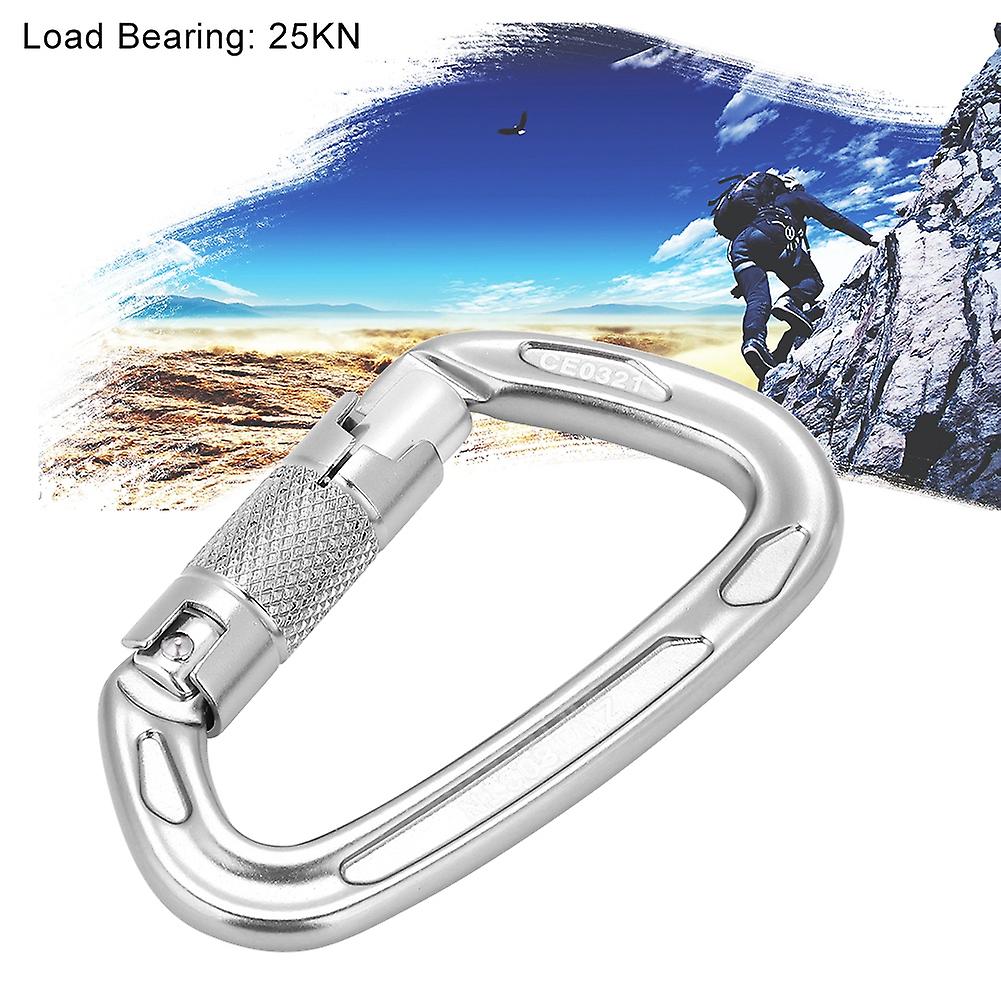 25kn Safety Lock D Buckle Outdoor Rock Climbing Rescue Carabiner Equipment (grey)