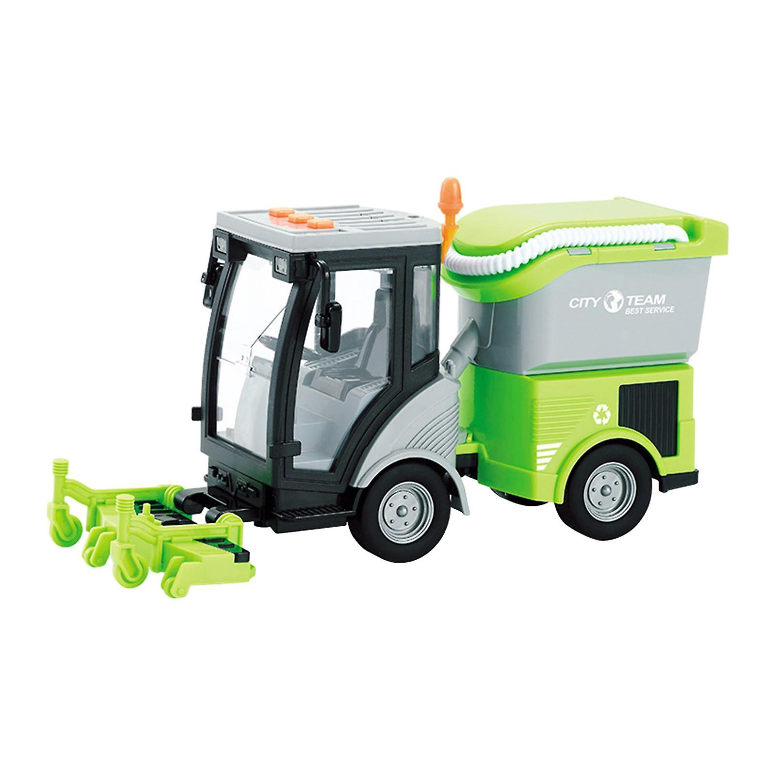 Heavy Duty Cleaning Vehicle Kids 1/16 Street Sweeper Truck Birthday Gift Green