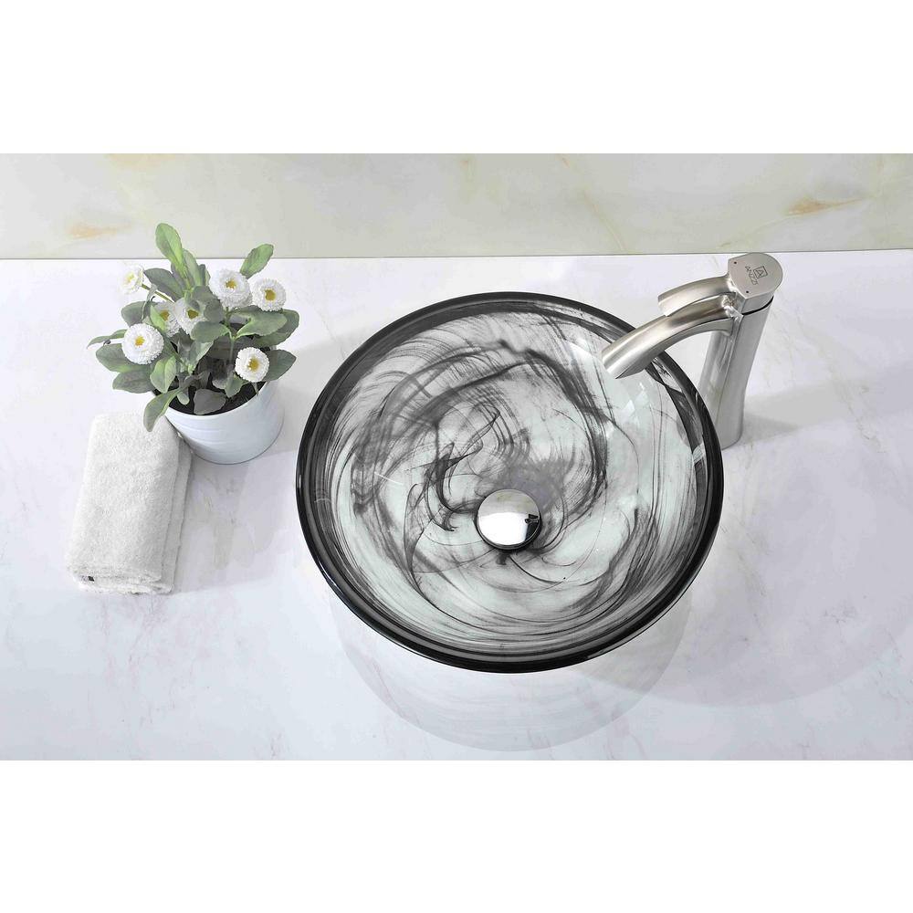 ANZZI Mezzo Series Vessel Sink with Pop-Up Drain in Slumber Wisp LS-AZ054