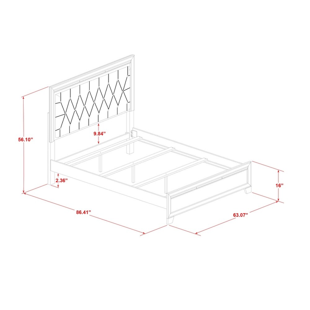 East West Furniture Pandora Wooden queen bedroom set with a queen bed frames White Finish(Pieces Option)