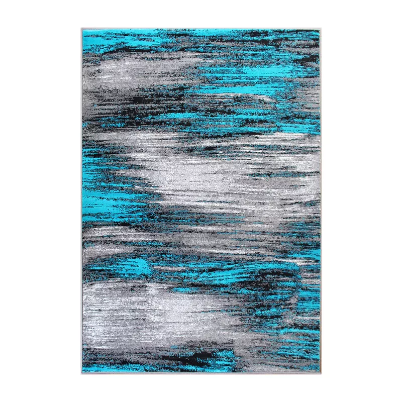 Masada Rugs Masada Rugs Trendz Collection 5'x7' Modern Contemporary Area Rug in Turquoise， Gray and Black - Design Trz863