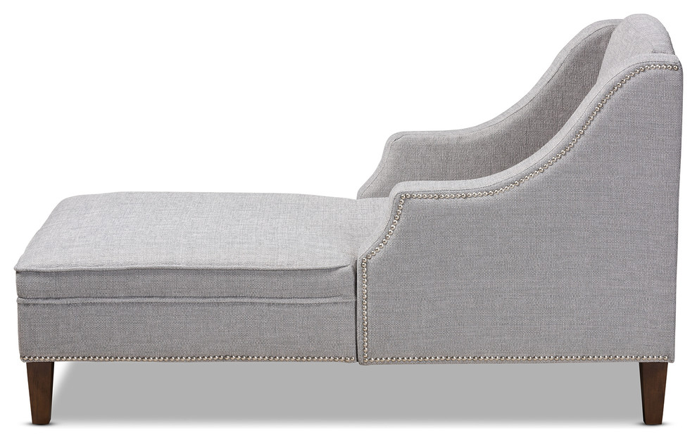 Deon Modern and Contemporary Gray Fabric Upholstered Wenge Brown Chaise Lounge   Transitional   Indoor Chaise Lounge Chairs   by Baxton Studio  Houzz