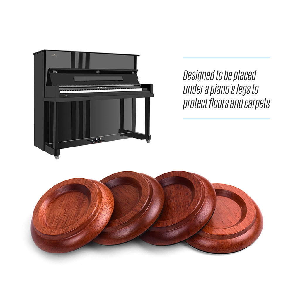 4pcs/Set Upright Piano Caster Cups Coaster Solid Wood with -slip EVA Pad