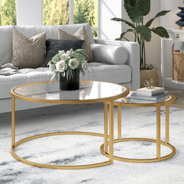 Watson Round Nested Coffee Table in Brass