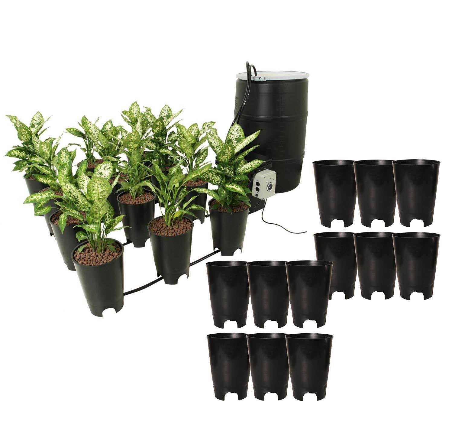 Active Aqua Grow Flow Ebb and Flow Hydroponic Kit and Expansion Pot， 12 Pack