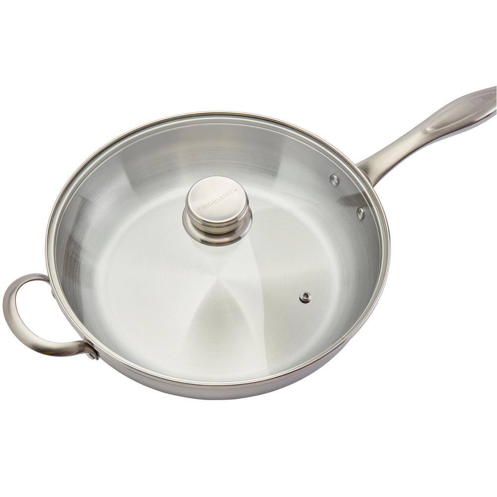 Frigidaire 12 in. Silver Stainless Steel Assist Handle Induction Ready Frying Pan with Lid FR-14883-EC