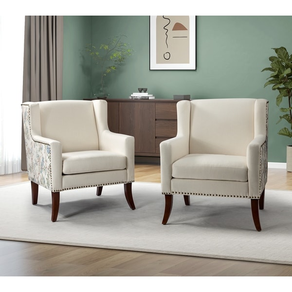 Hagens Wooden Upholstered Armchair with Square Arms Set of 2 by HULALA HOME