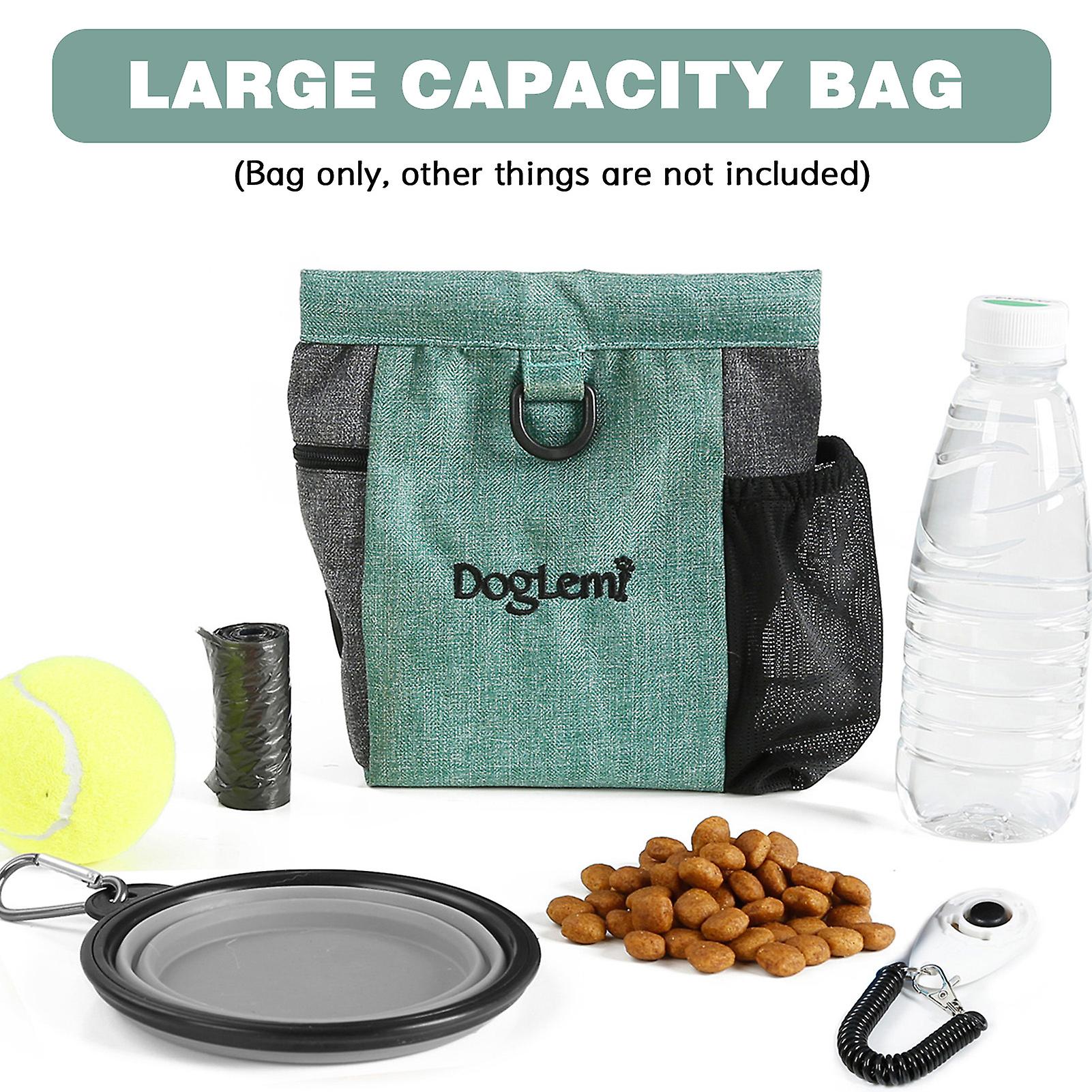 Dog Treat Pouch Food Dispenser Traning Bag Waist Bag Dog Walking Pet Bag Green
