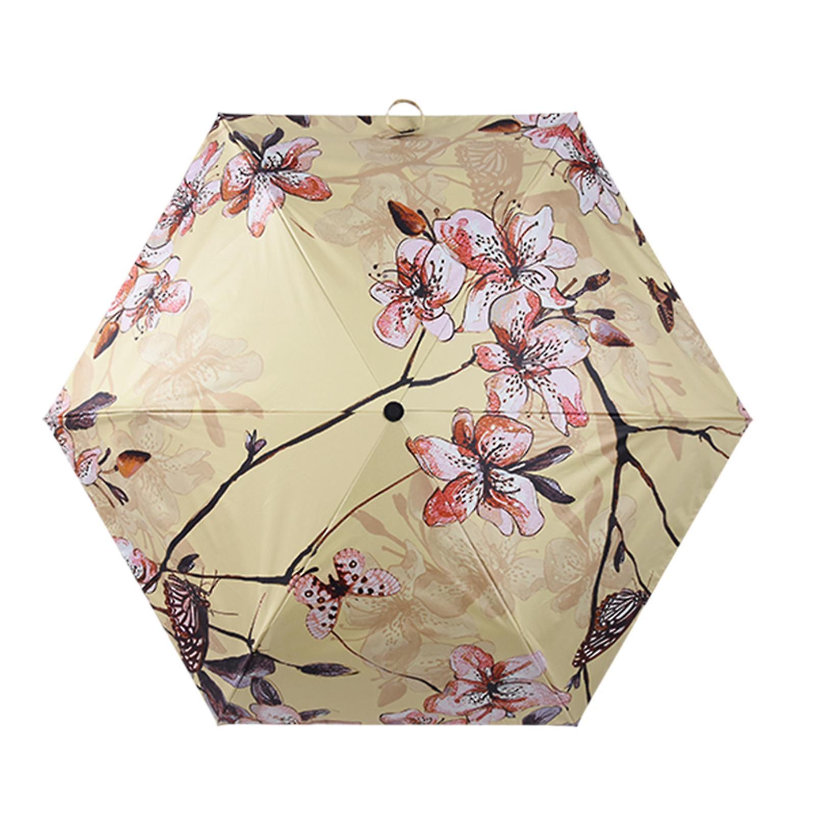 Compact Umbrella Lightweight Compact Manual Open And Close Umbrella For Rain Yellow With Coating