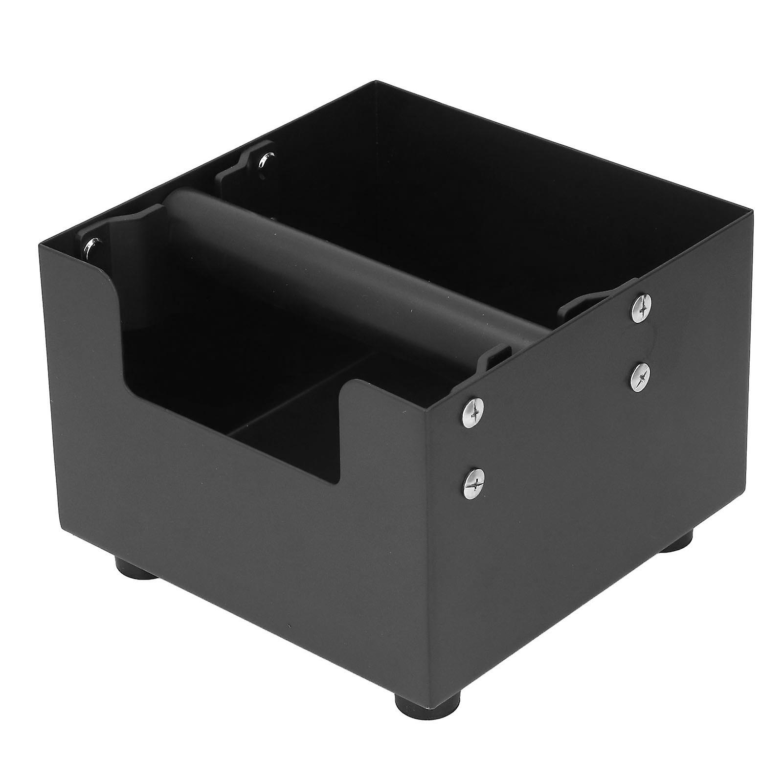 Coffee Knock Box Ground Waste Bin Container Stainless Steel Drawer Type Small Square Black