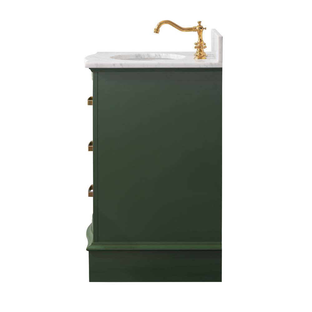 SUDIO Monroe 24 in. W x 22 in. D x 33.7 in. H Bath Vanity in Evergreen with White Marble Top Monroe-24EG