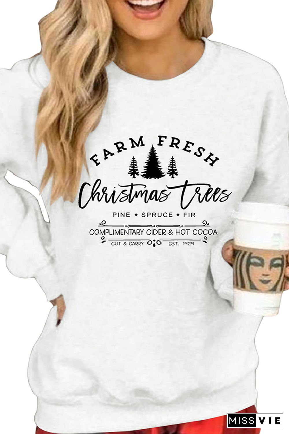 Farm Fresh Christmas Trees Pullover Sweatshirt Women Wholesale