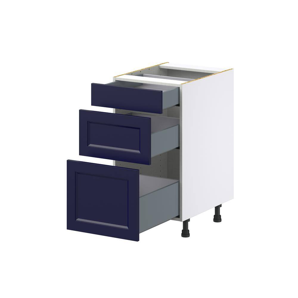 J COLLECTION Devon Painted Blue Shaker Assembled Base Kitchen Cabinet with 3 Drawers18 in. W x 34.5 in. H x 24 in. D DSB3D18-DV