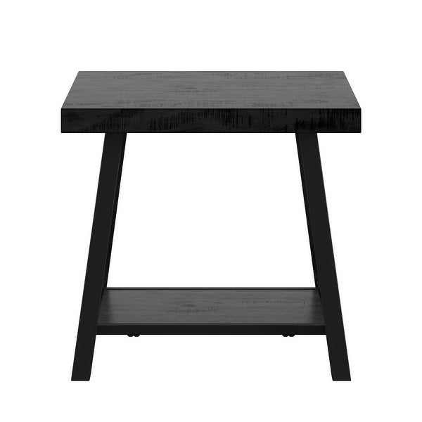 Bryson Rustic X-Base End Table with Shelf by iNSPIRE Q Classic