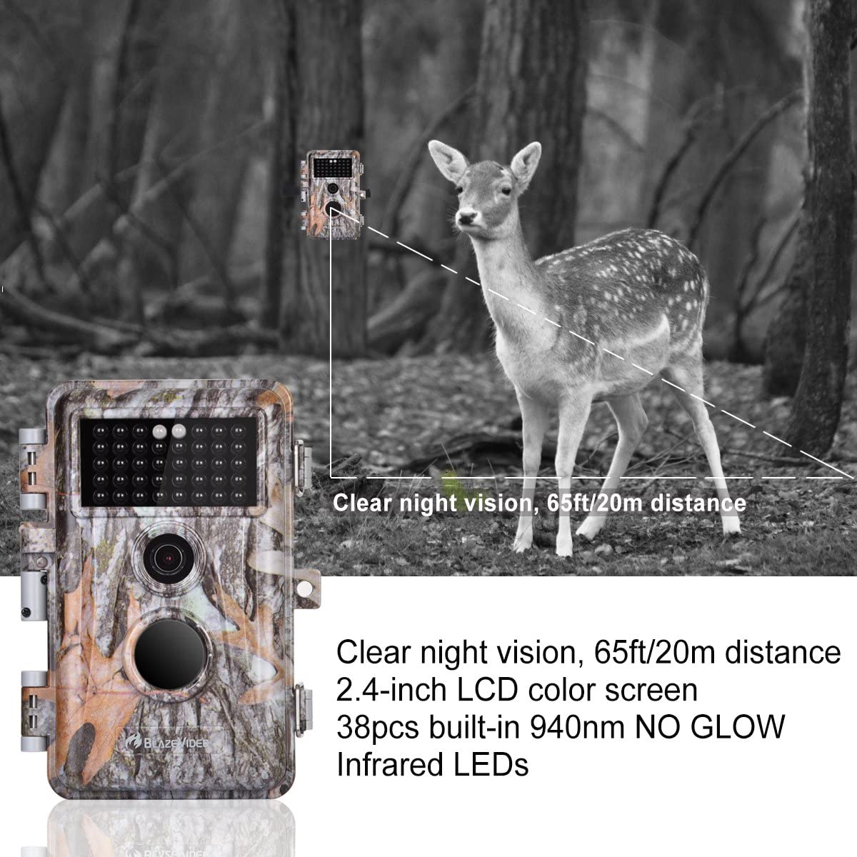 5-Pack Game & Deer Trail Cameras 16MP 1920x1080P Video Hunting Wildlife Cams Time Lapse with Night Vision