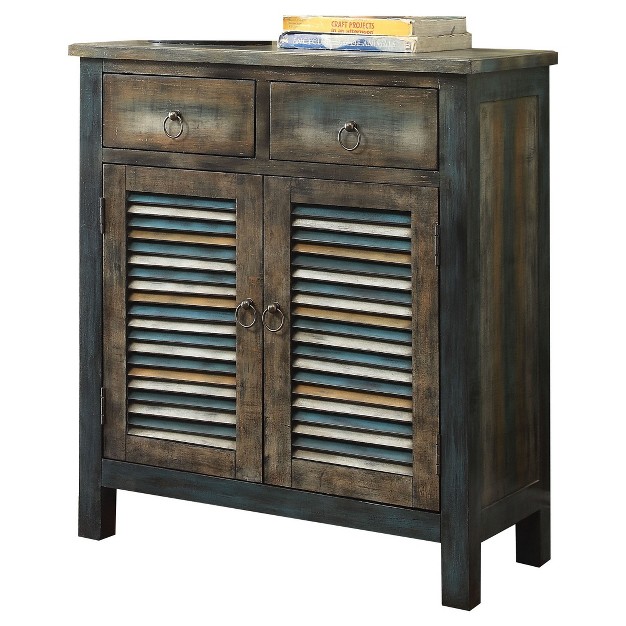 Cabinet Console Table Oak Teal Acme Furniture