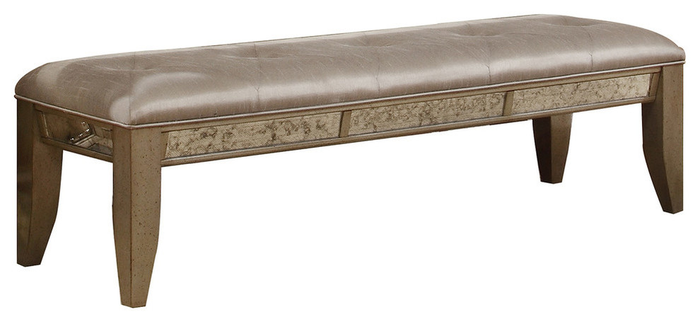 Ava Mirrored Silver Bronzed Bench   Transitional   Upholstered Benches   by Furniture Import  ampExport Inc.  Houzz