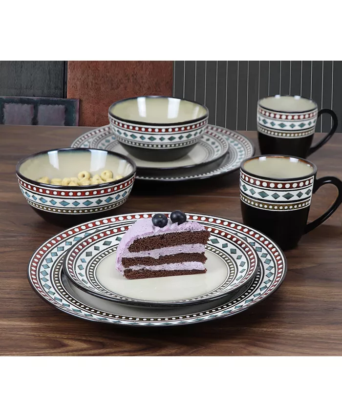 Lorren Home Trends 16 Piece Glazed Dinnerware