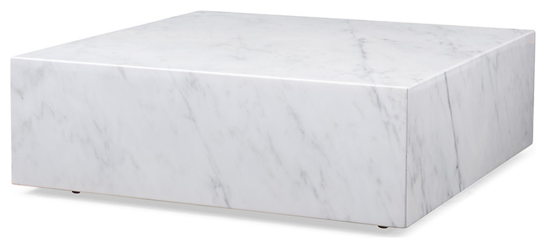 Cube Square Coffee Table White Marble High Gloss   Traditional   Coffee Tables   by Kolibri Decor  Houzz