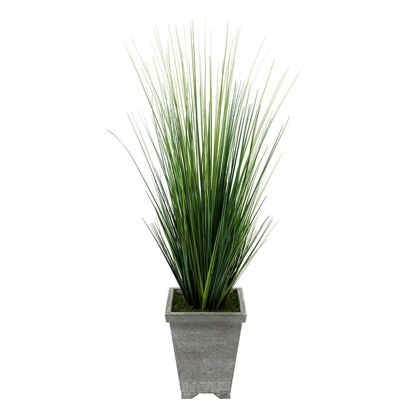 Faux 4ft PVC Grass in Washed Wood Planter