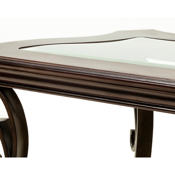 Sofa Table Glass Table Top MDF with Marble Paper Middle Shelf Powder Coat Finish Metal Legs