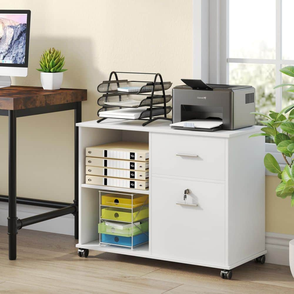 TRIBESIGNS WAY TO ORIGIN Cindy White File Cabinet with 2 Cube and 2-Drawers HD-F1437