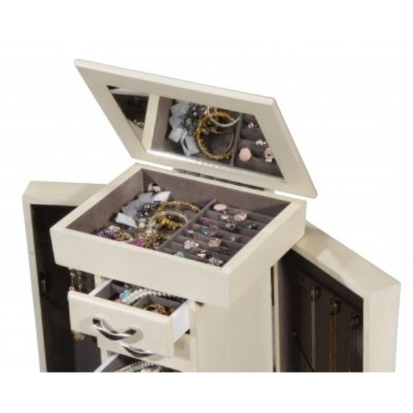 Paris Anitque White Jewelry Armoire Cabinet Organizer - - 30598979