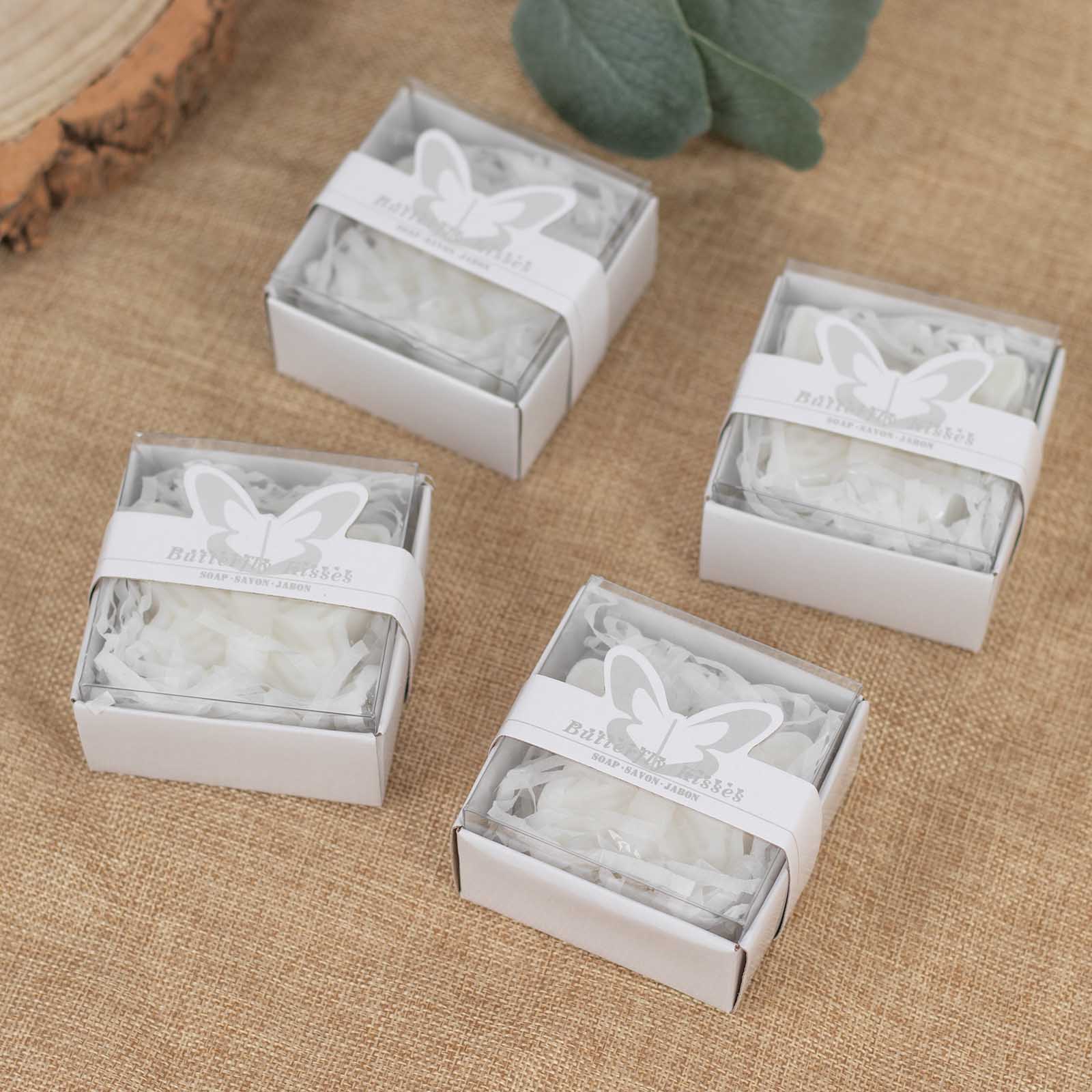 10 Pack White Butterfly Unscented Soap Party Favors with Gift Boxes, Pre-Packed Baby Shower Wedding Souvenirs - 2