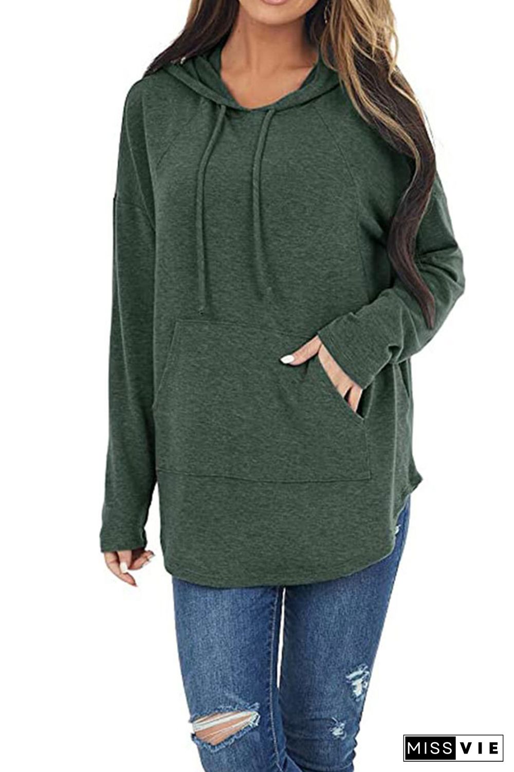 Solid Essential Pocket Hoodies Women Wholesale