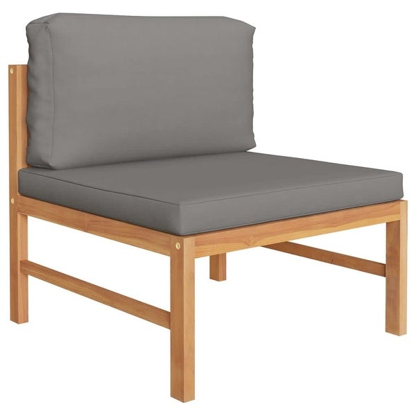 3-Seater Patio Sofa with Gray Cushions Solid Teak Wood - Overstock - 36041803