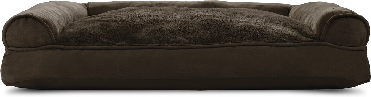 FurHaven Plush and Suede Bolster Dog Bed w/Removable Cover