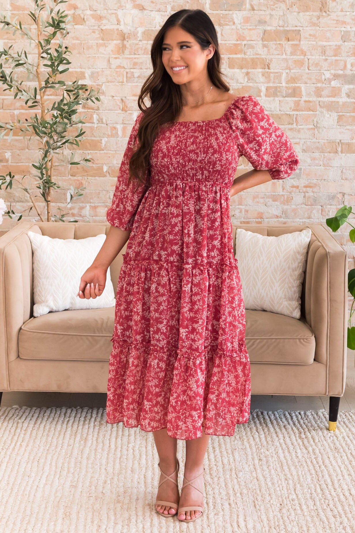 Greta Apple Plain Layered Dress