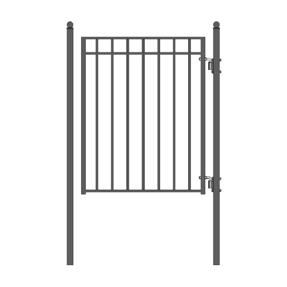 ALEKO Madrid Style 4 ft. x 5 ft. Black Steel Pedestrian Fence Gate PGMAD-HD