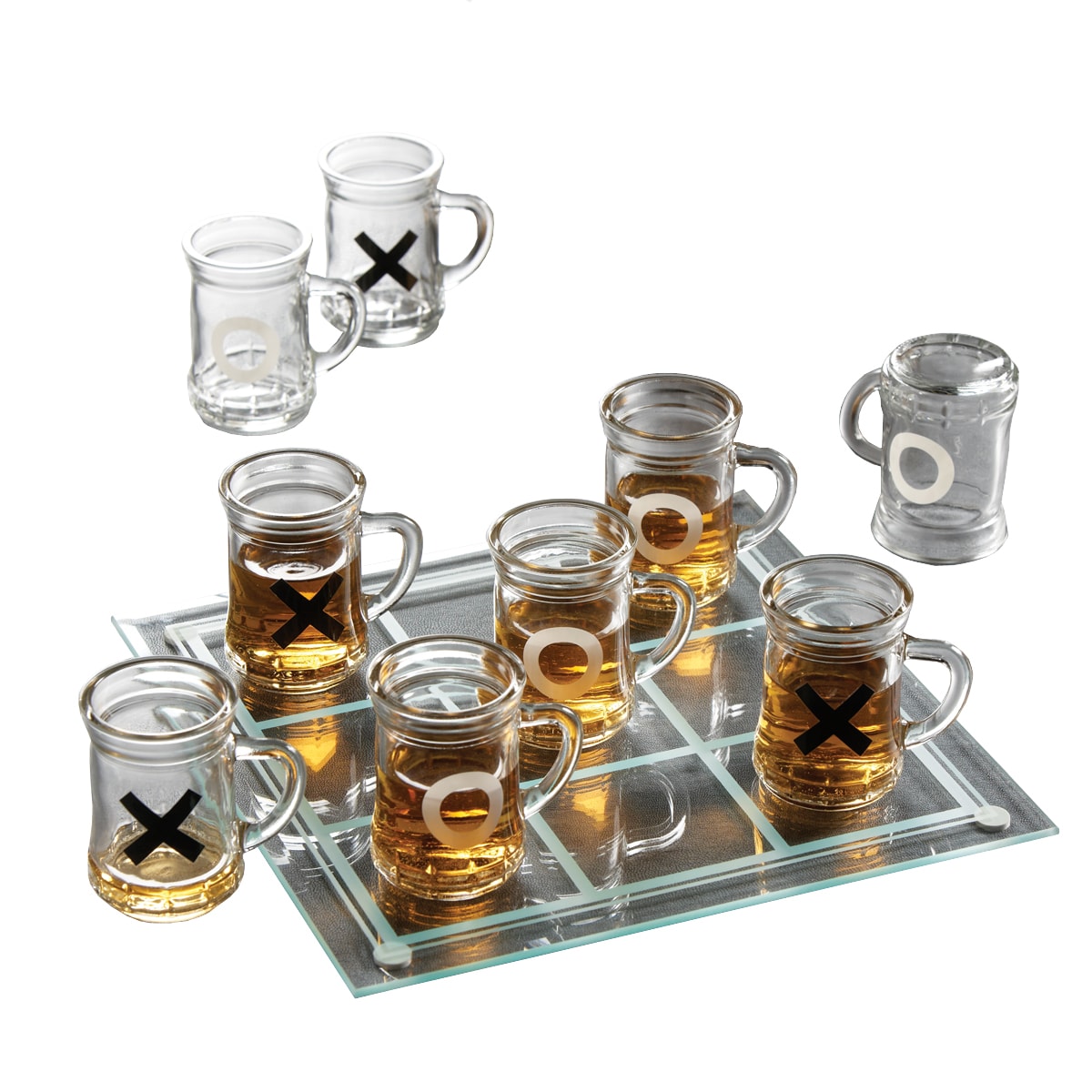 Game Night Tic-Tac-Toe Drinking Game Set with Mini Beer Mugs