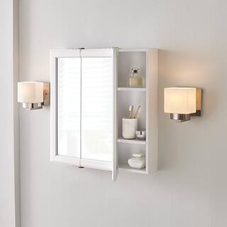 Home Decorators Collection 24-316 in. W x 24-316 in. H Fog Free Framed Surface-Mount Tri-View Bathroom Medicine Cabinet in White 45394