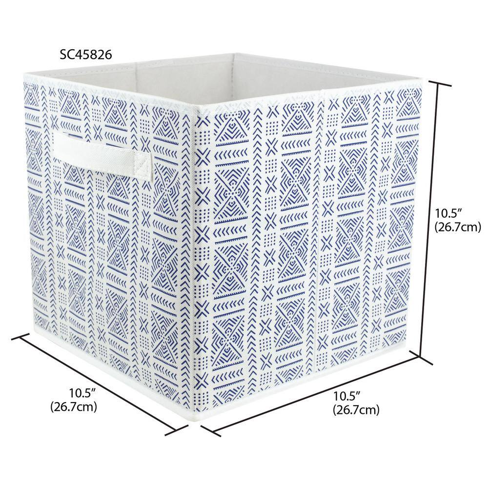 Home Basics 10.5 in. H x 10.5 in. W x 10.5 in. D Blue Fabric Cube Storage Bin HDC51552