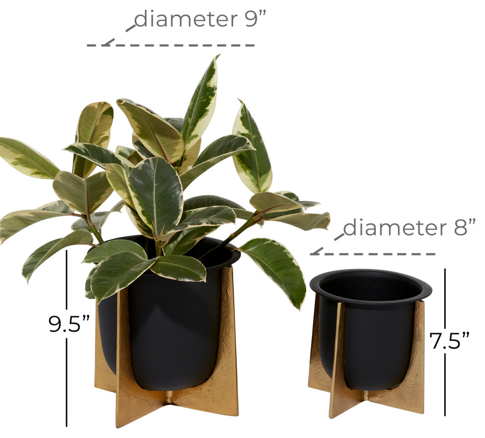 Glam Black Metal Planter 561402   Contemporary   Outdoor Pots And Planters   by Brimfield  ampMay  Houzz